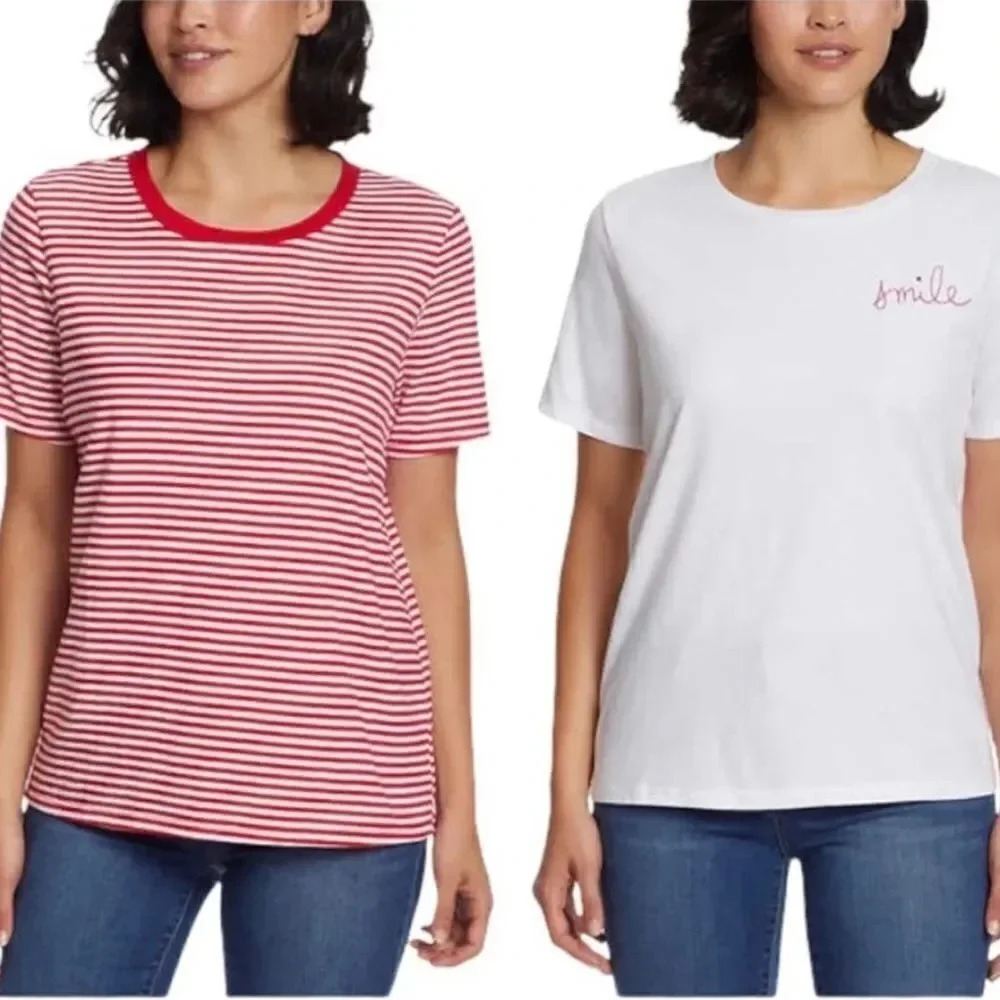 Ella Moss Women’s 100% cotton Tee, 2-pack